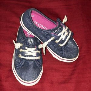 Toddler size 7c Sperry Denim Velcro boat shoes